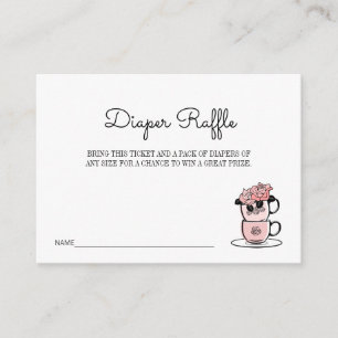 Teacup & Flowers Baby Shower Diaper Raffle Ticket Enclosure Card