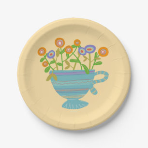Teacup full of Flowers Paper Plate