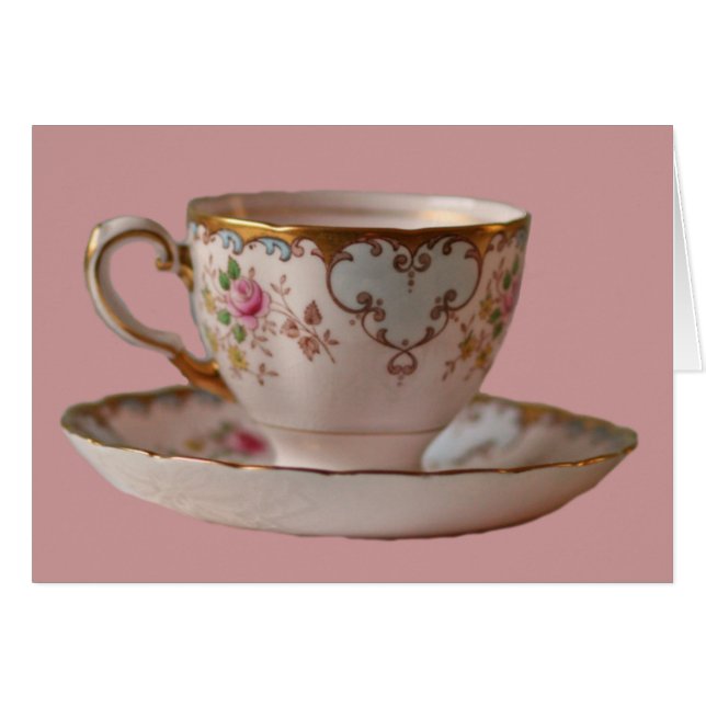 Teacup rose et soucoupe avec Rose (Devant Horizontal)