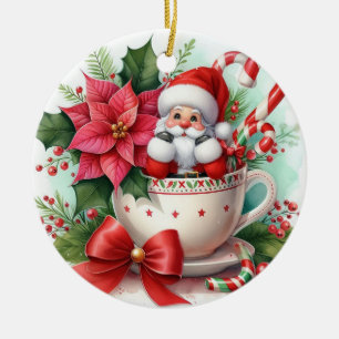Teacup Santa 6 Ceramic Ornament