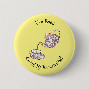 Teacup set cartoon illustration 2 inch round button