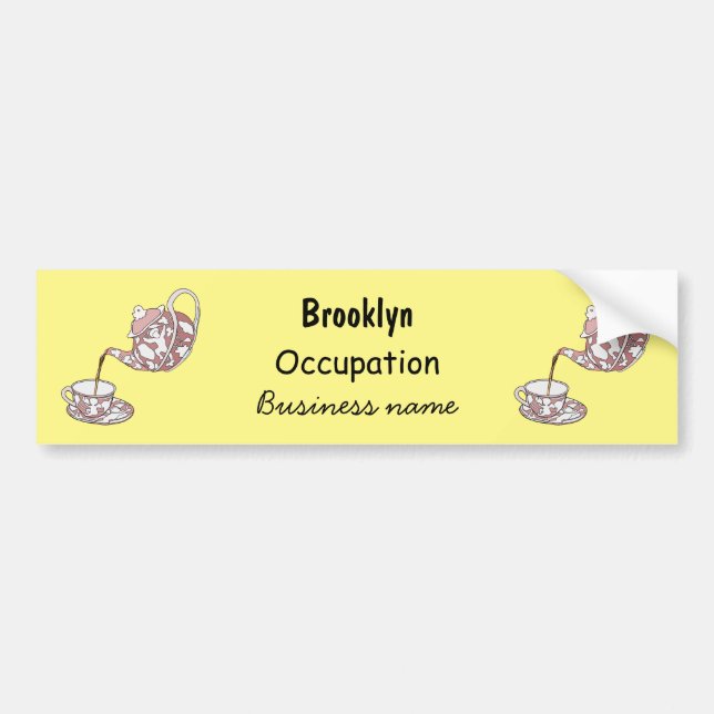 Teacup set cartoon illustration bumper sticker (Front)