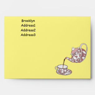Teacup set cartoon illustration envelope
