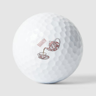 Teacup set cartoon illustration golf balls