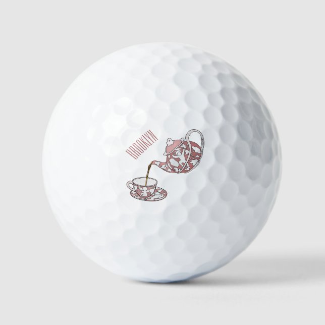 Teacup set cartoon illustration  golf balls (Front)