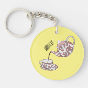 Teacup set cartoon illustration keychain