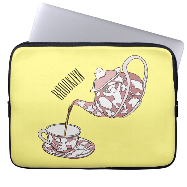 Teacup set cartoon illustration  laptop sleeve (Front)