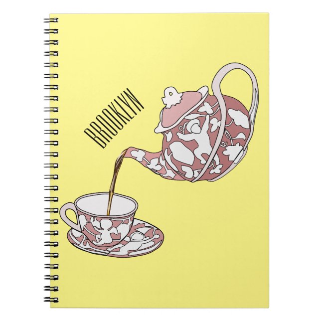 Teacup set cartoon illustration  notebook (Front)