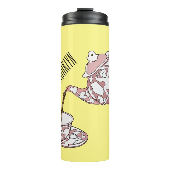 Teacup set cartoon illustration  thermal tumbler (Front)