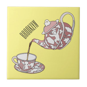 Teacup set cartoon illustration  tile