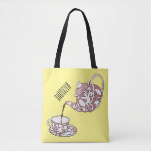 Teacup set cartoon illustration tote bag