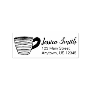 Teacup Tea Cup Personalized Address Rubber Stamp