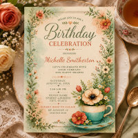 Teacup Teal Cottagecore Birthday