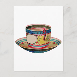 teacup vintage postcard