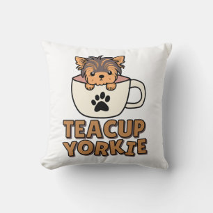 Teacup Yorkie puppy Throw Pillow