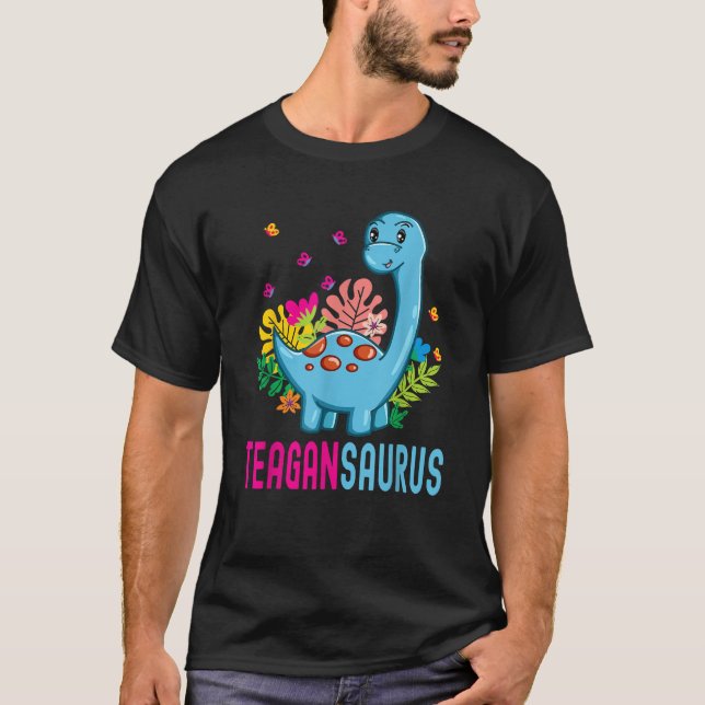 TEAGANSAURUS Personalized Name TEAGAN Dino Dinosau T-Shirt (Front)