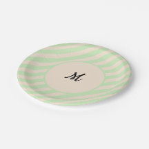 Teagreen Stripes Paper Plate