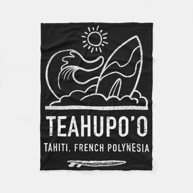 Teahupoo Shirt French Polynesia Tee Tahiti Surfing Fleece Blanket (Front)