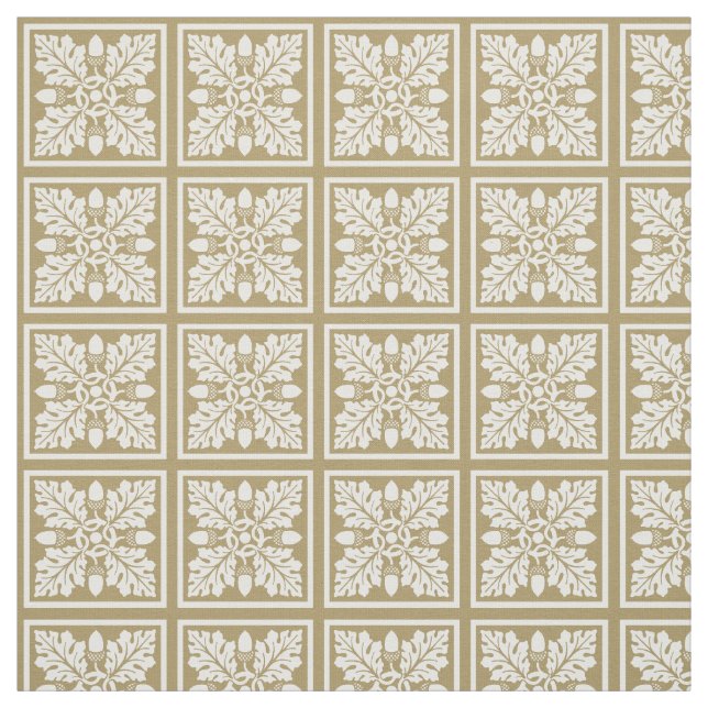 Teak Acorn and Leaf Tile Design Fabric (Swatch)
