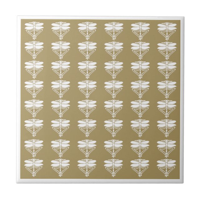 Teak Arts and Crafts Dragonflies Tile (Front)