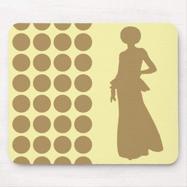 Teak Cream Neutral Dots Fashion Silhouette Mouse Pad (Front)