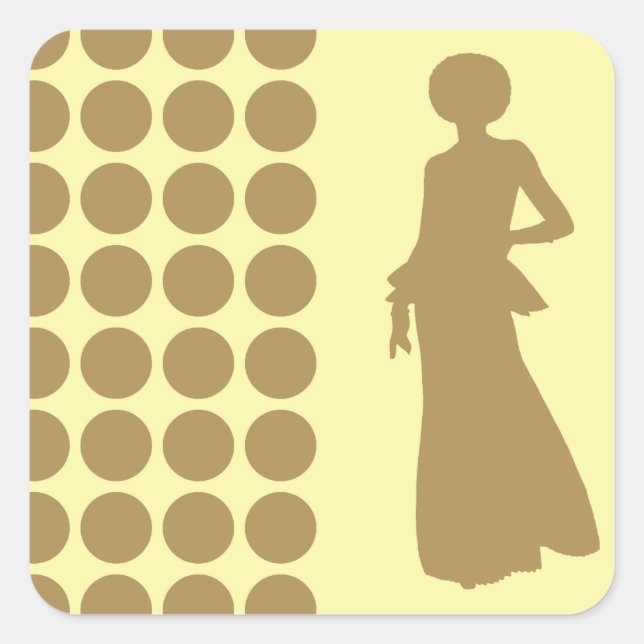 Teak Cream Neutral Dots Fashion Silhouette Square Sticker (Front)