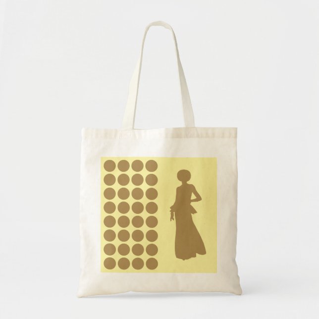 Teak Cream Neutral Dots Fashion Silhouette Tote Bag (Front)