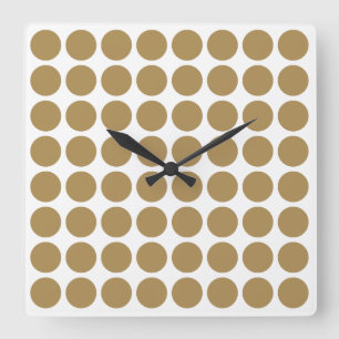 Teak Neutral Dots Square Wall Clock
