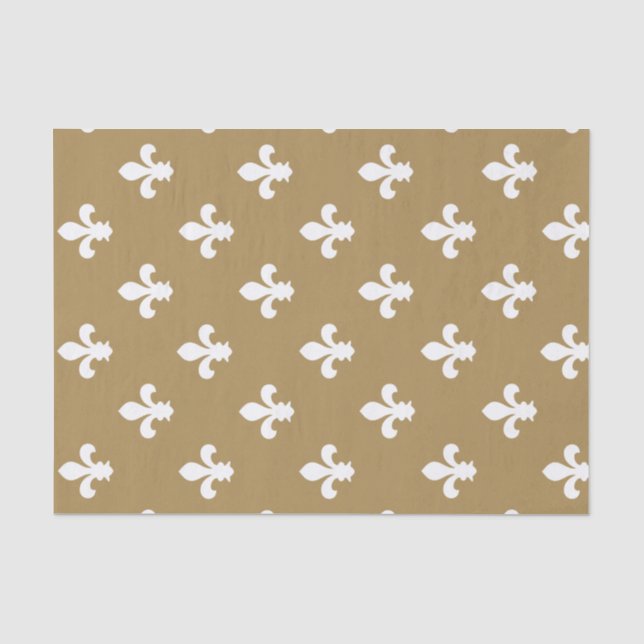 Teak Neutral Fleur de Lys Tissue Paper (Front)