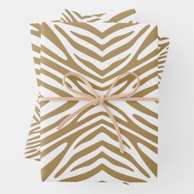 Teak Neutral Zebra Wrapping Paper Sheet (In situ)