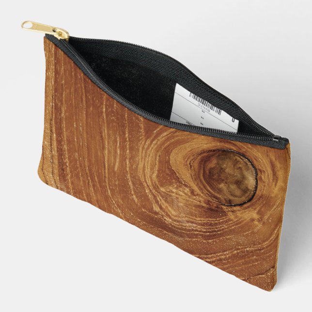 Teak Rustic Wood Grain Brown Nature Pattern Photo Accessory Pouch (Open)