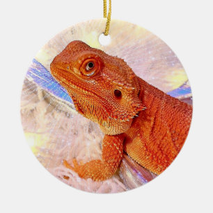 Teak the Bearded Dragon Merry and Bright Ceramic Ornament