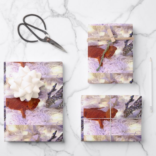 Teak the Bearded Dragon Peace on Earth Wrapping Paper Sheet (Front)