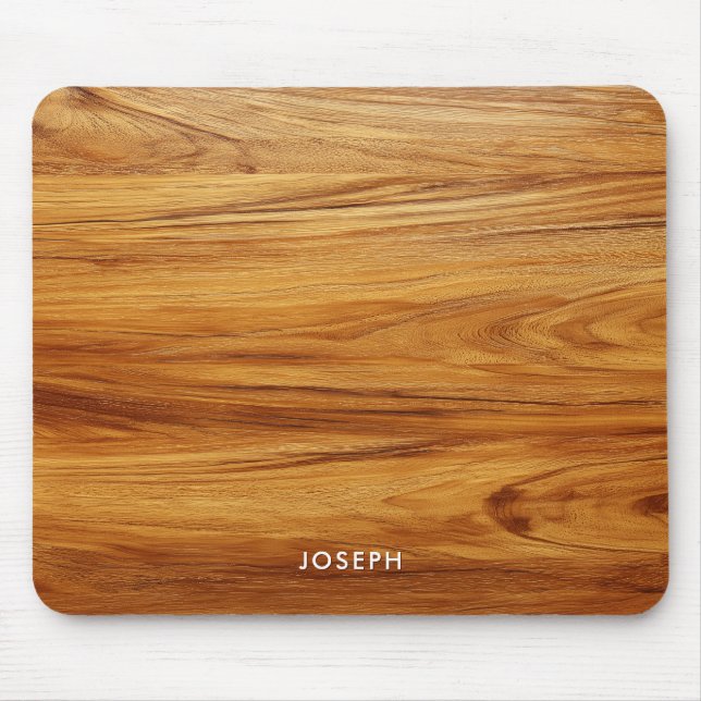 Teak Wood Grain Photo Mouse Pad (Front)