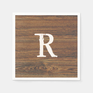 Teak Wood Grain with Monogram Napkin
