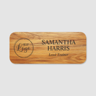 Teak Wood Image Logo Name Tag