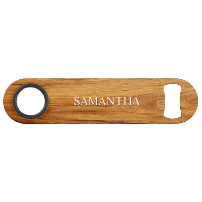 Teak Wood Image Logo White Text Bar Key (Front (Horizontal))