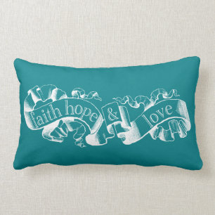 Teal 1 Corinthians 13 Faith Hope Love Pillow