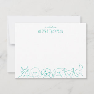 Teal A Note From Cute Dog Animal Sketch Note Card