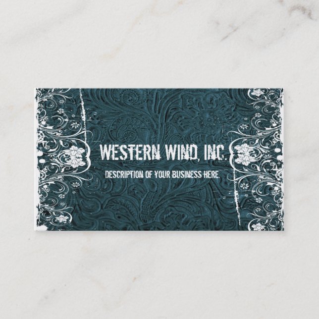 Teal a usiné le carte de visite de cuir et de (Devant)
