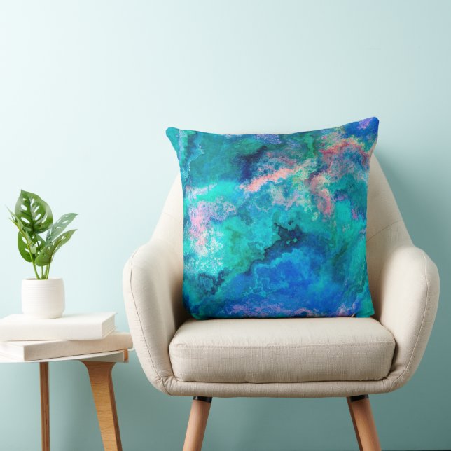 Teal Abalone Shell Painting Throw Pillow (Chair)