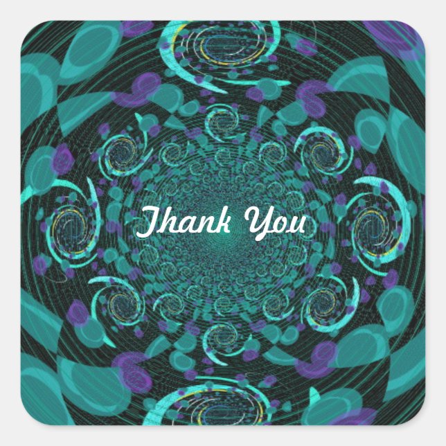 Teal Abstract Design Square Sticker (Front)