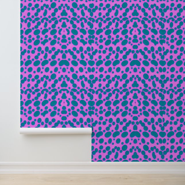Teal Abstract Dots on Pink Background Wallpaper (Application)