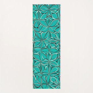 Teal Abstract Leaves Yoga Mat