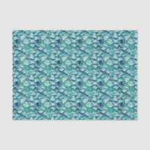 Teal Abstract Mosaic Sea Glass Faux Texture