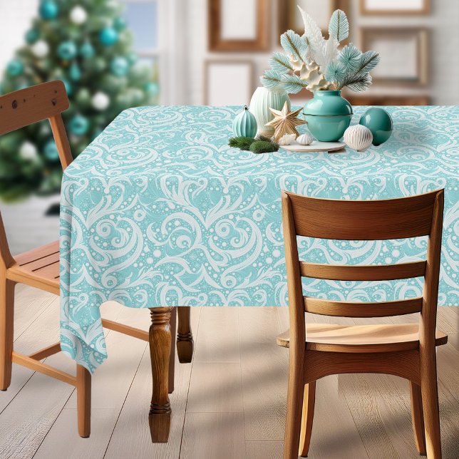 Teal Abstract Snowflake Pattern#10 ID1009 Tablecloth (Creator Uploaded)