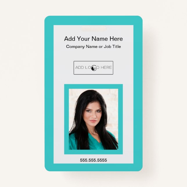 Teal add photo logo identification badge (Front)