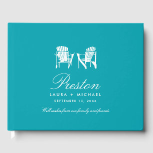 Teal Adirondack Chairs Wedding Guest Book
