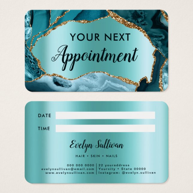 Teal Agate Appointment Card (Front & Back)