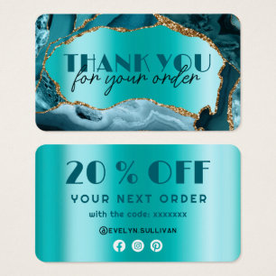 Teal agate faux foil discount card